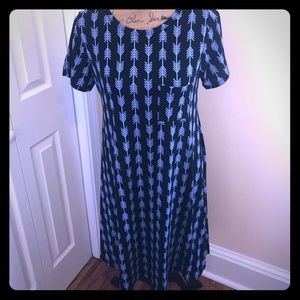 Lularoe Navy Blue Arrow Print Dress Size S